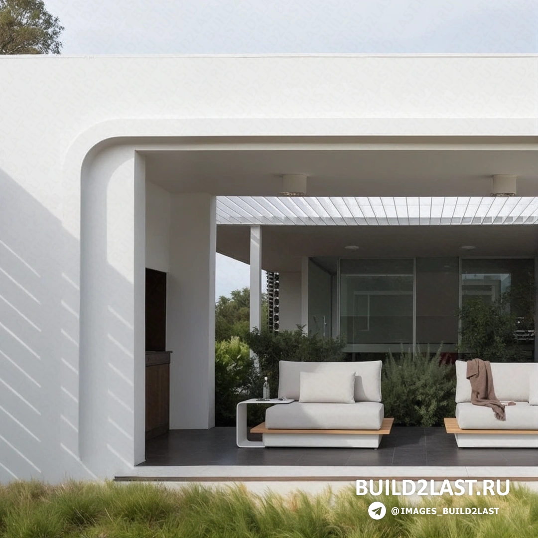 Черный диван, журнальный столик и стулья возле бассейна с стеклянным фасадом, оформленные в минималистическом стиле, в окружении декоративных подушек